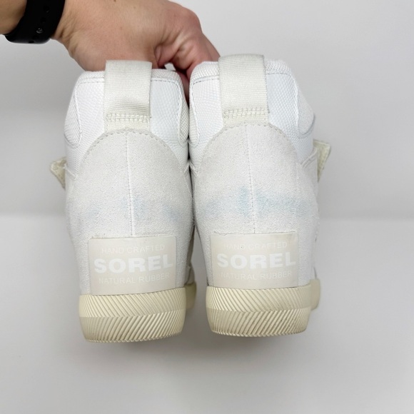 Sorel Out n About Sport Wedge Sneaker Suede Leather White Seat Salt - Picture 6 of 9